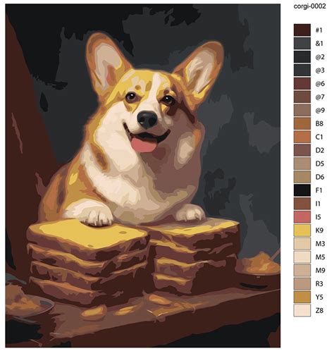 Картина по номерам «Собака корги делает тосты» EVEE-corgi-0002 Цветное ...