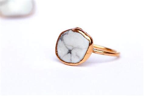 This Rough White Marble Ring Features Deep Cognac Hues Accented By 24k