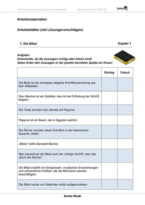 Arche Noah Arbeitsbl Tter Mit L Sungen Unterrichtsmaterial Im Fach