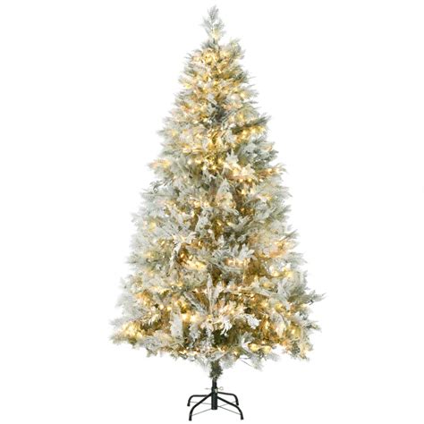 HOMCOM Árbol de Navidad Artificial 180 cm con 300 Luces LED Blancas