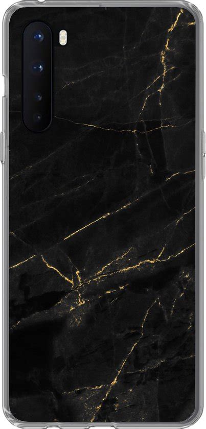 Oneplus Nord Hoesje Marmer Zwart Goud Chic Marmerlook