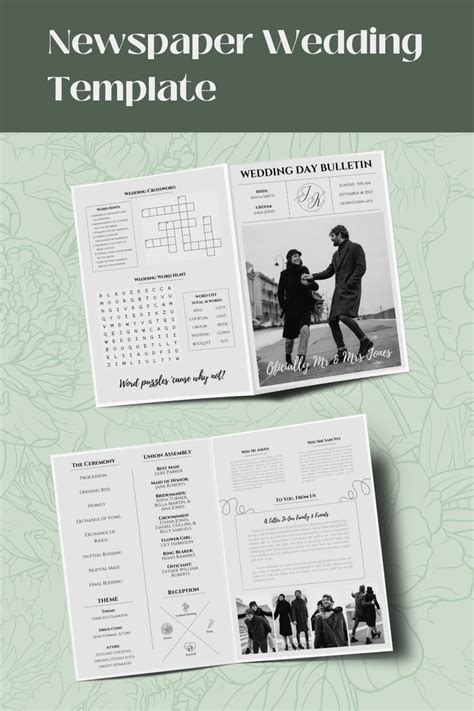 Wedding Newspaper Template Wedding Crossword Infographic Etsy UK