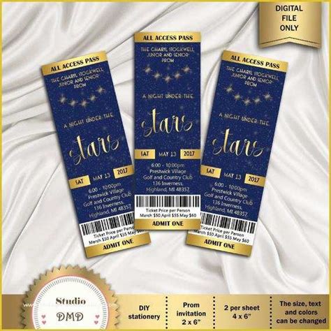 Prom Ticket Template Free Of Printable Prom Ticket Invitation A Night ...