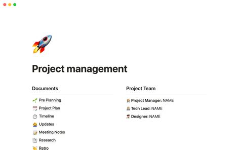 Notion Template Gallery – Project management