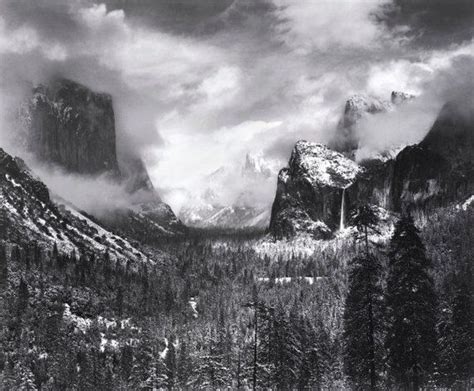 Ansel Adams, Clearing Winter Storm, Yosemite, Half dome, El Capitan, clouds, mountains, black ...