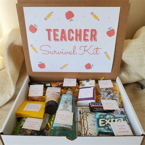 Teacher Survival Kit Gift Box With Canvas Pouch Teacher Etsy