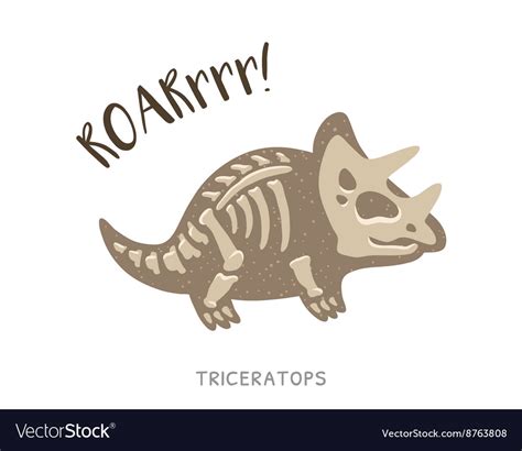 Cartoon Triceratops Dinosaur Fossil Royalty Free Vector