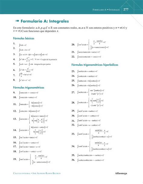 Formulario A Integrales Libroweb Alfaomega Mxlibroweb Alfaomega