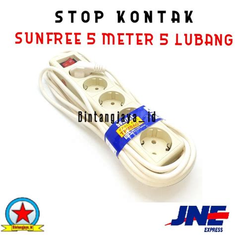 Jual Sunfree Stop Kontak Kabel 5 Lubang 15 Meter Colokan Listrik