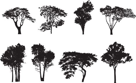 A variety of trees silhouette (26805) Free AI Download / 4 Vector