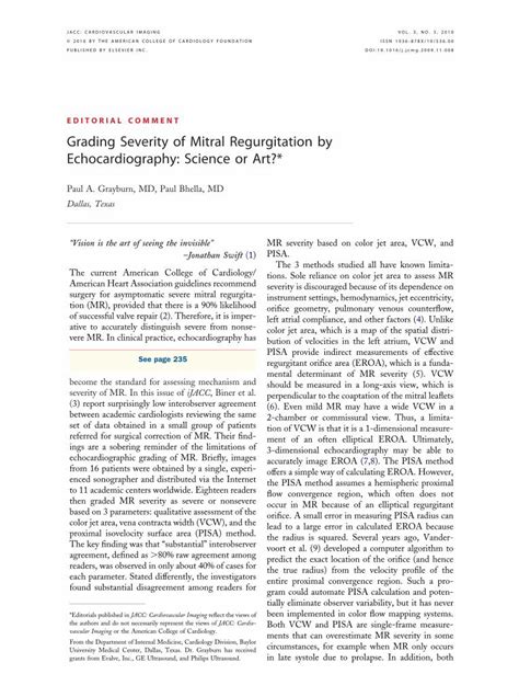 (PDF) Grading Severity of Mitral Regurgitation by Echocardiography: Science or Art? - DOKUMEN.TIPS