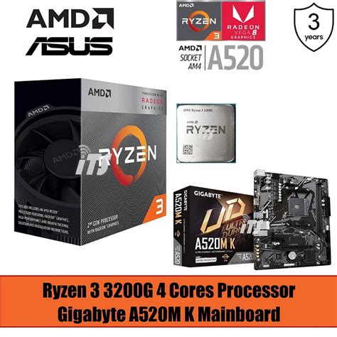 Amd Ryzen 3 3200g Bundle Asusgigabyte A520m K Mainboard Pwp Shopee