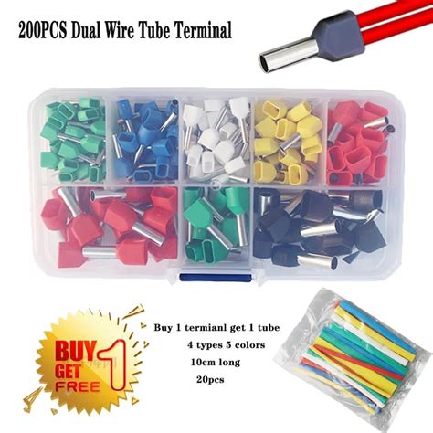 200pcs Dual Wire Tube Terminal Kit 2 0 5 6mm2 Ferrule Insulated Double