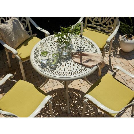 Gartentisch Wei Aluminium Runde Form Bistro Retro Optik