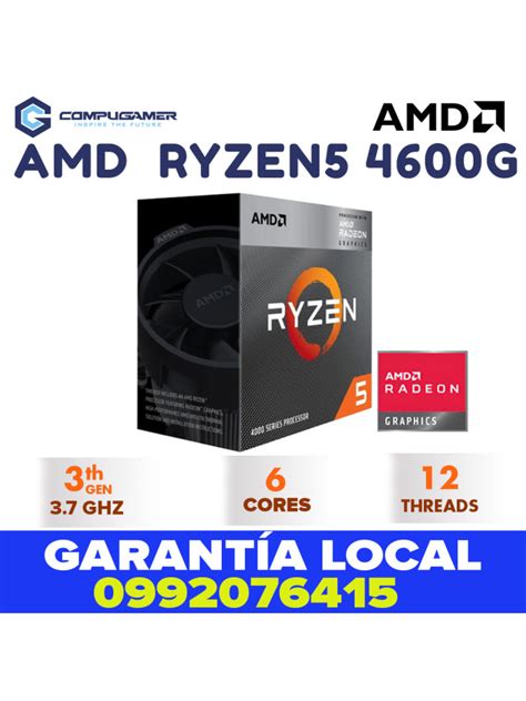 Procesador AMD Ryzen 5 4600G Radeon Graphics, S-AM4