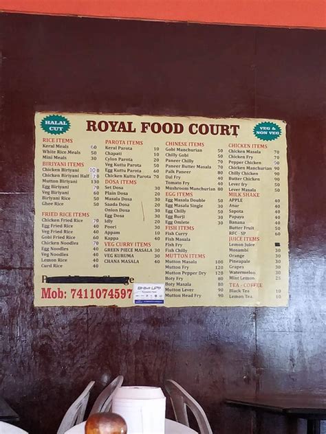 Menu At Royal Food Court Bengaluru Vjwm P