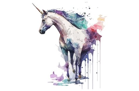 Aquarell Einhorn Vektor Illustration T Shirt Druck Premium Vektor