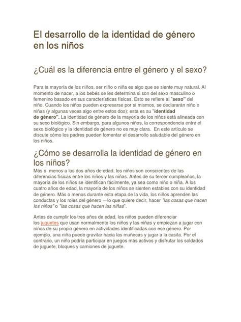 Identidad de Genero en Los Niños | PDF | Identidad de género | Género