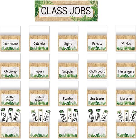 81 Piece Simply Boho Greenery Class Jobs Bulletin Board