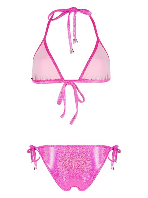 Balmain Metallic Finish Bikini Set Farfetch