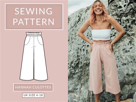 Culottes Sewing Pattern With Paperbag Elasticated Waist Nh Etsy Uk