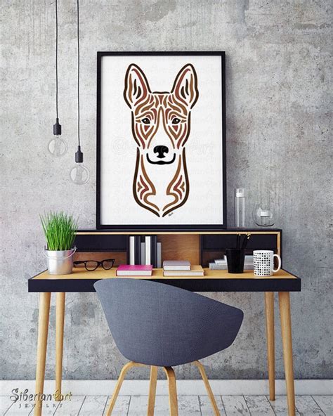 Basenji red print | Etsy