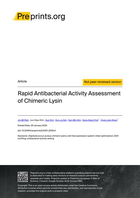 Pdf Rapid Antibacterial Activity Assessment Of Chimeric Lysin