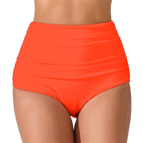 JOYBIK Womens High Waisted Full Ruched Bikini Swimsuit Bottoms Tummy Control Full Coverage