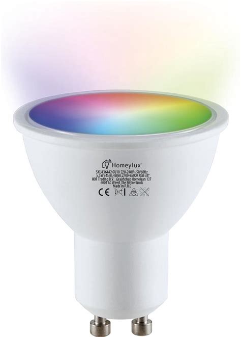 Homeylux® Gu10 Smart Wifi Led Rgbww 5 5 Watt 400lm 38° Dimbaar