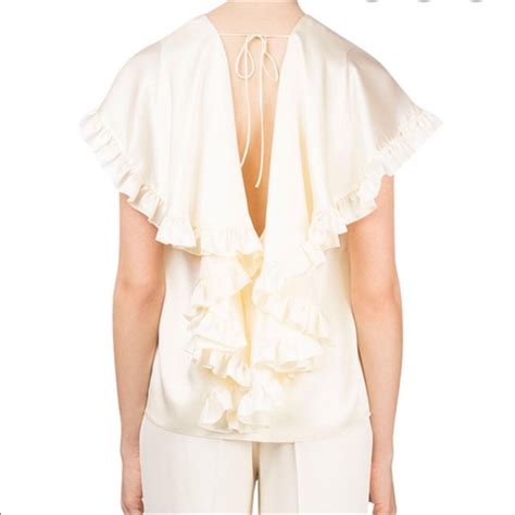 Magda Butrym Tops Magda Butrym Piccio Cream Ruffle Cape Top