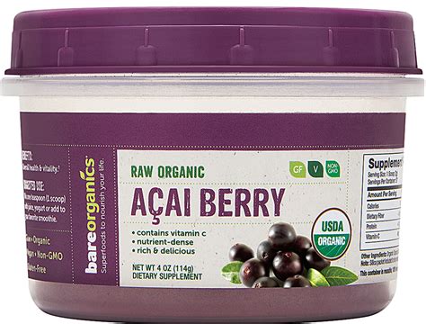 Bareorganics Acai Berry Powder Raw 4 Oz Vitacost