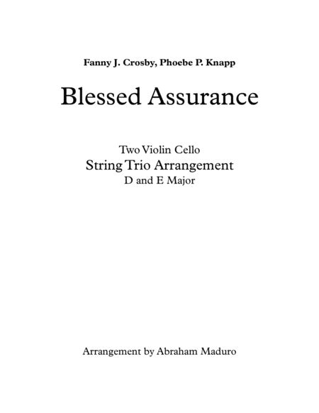 Blessed Assurance Two Violins And Cello Trio Three Tonalities Included