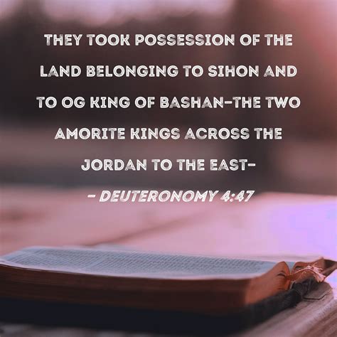 Deuteronomy 4:47 They took possession of the land belonging to Sihon