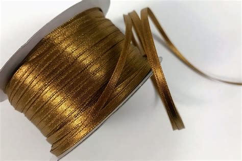 Gold Bronze Satin Ribbon Inches Cm Length Or Etsy