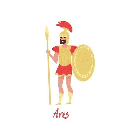 Premium Vector Ares Greek God Ancient Greece Myths Cartoon Character