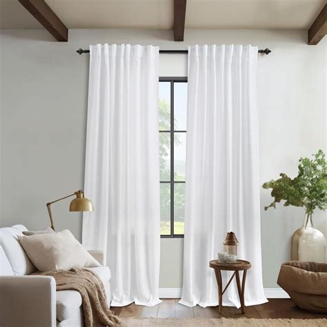 KOUFALL White Linen Sheer Curtains 84 Inches Long For Living Room