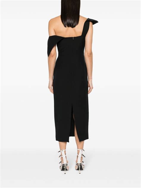 Roland Mouret Off Shoulder Crepe Midi Dress Black Farfetch