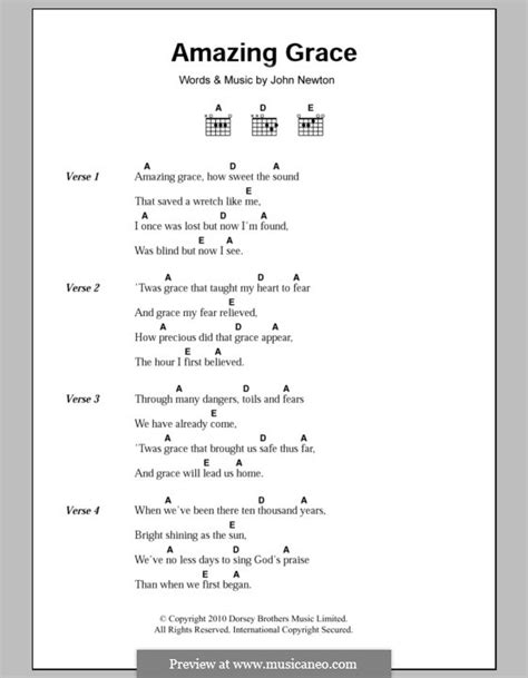 Printable Amazing Grace Lyrics