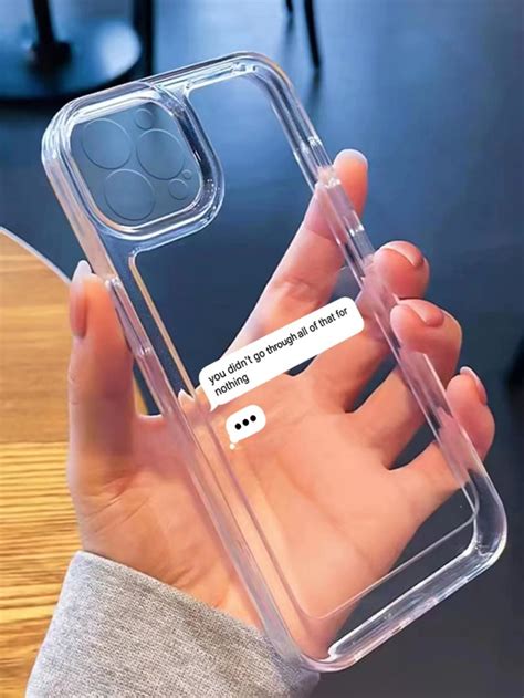 Funda De Celular Transparente Con Estampado De Slogan Moda De Mujer