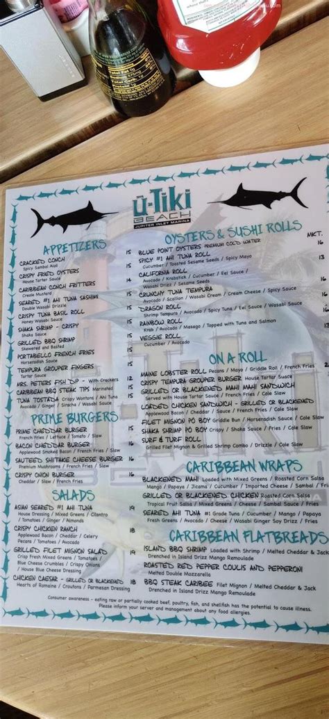 Online Menu of U-Tiki Beach Restaurant, Jupiter, Florida, 33477 - Zmenu