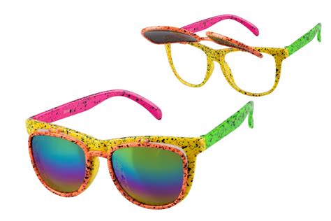 Brille 80er mit Klappe neonfarben Party Schlaudt GmbH Kostüme