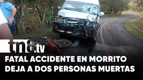 Dos motociclistas mueren al impactar contra un microbús en Morrito Río