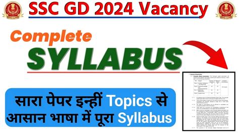 SSC GD Syllabus 2023 24 SSC GD Complete Syllabus SSC GD Syllabus