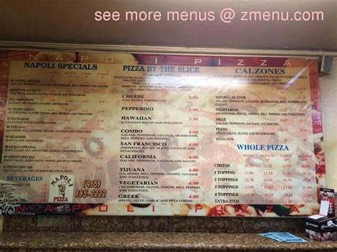 Online Menu of Napoli Pizza Restaurant, San Francisco, California, 94109 - Zmenu