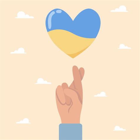 Premium Vector Support Ukraine The Hand Shows A Heart In The Colors