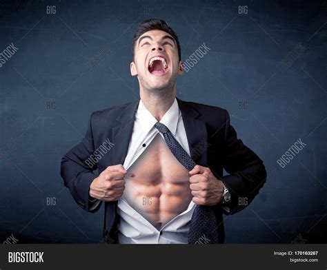 Businessman Tearing Image Photo Free Trial Bigstock