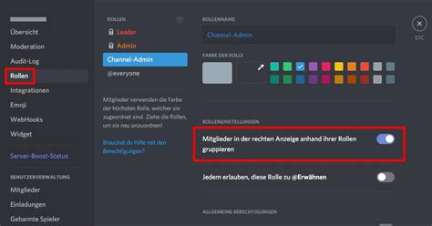 Discord Rollenhierarchie Rollen