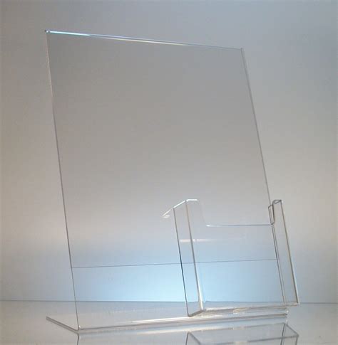 10 Acrylic 8 12x11 Slanted Sign Holders With 4x9 Tri Fold Brochure Holder