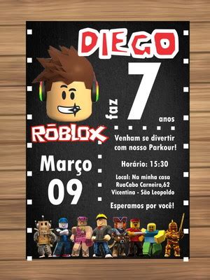 Convite Digital Tema Roblox Compre Produtos Personalizados No Elo