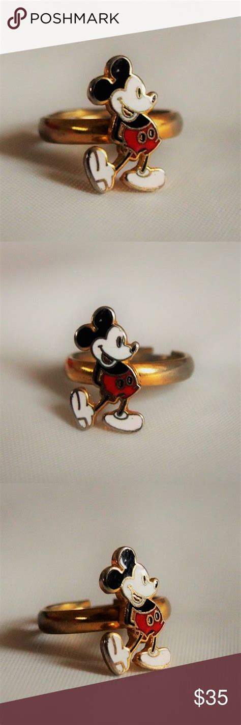 1970s Rare Mickey Mouse Enamel Ring Enamel Ring Vintage Jewellery